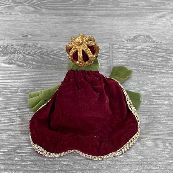Mark Roberts Green Frog Prince King 9" Decorative Stuffed Plush Velvet Red Cape - Picture 4 of 12